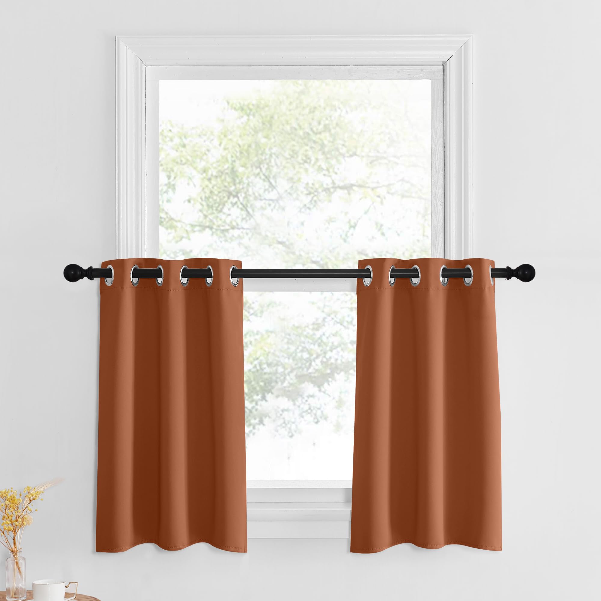 NICETOWN Short Valance Curtains Blackout Kitchen Valance Solid Grommet Top Window Treatments Curtain Valance for Kitchen Bathroo