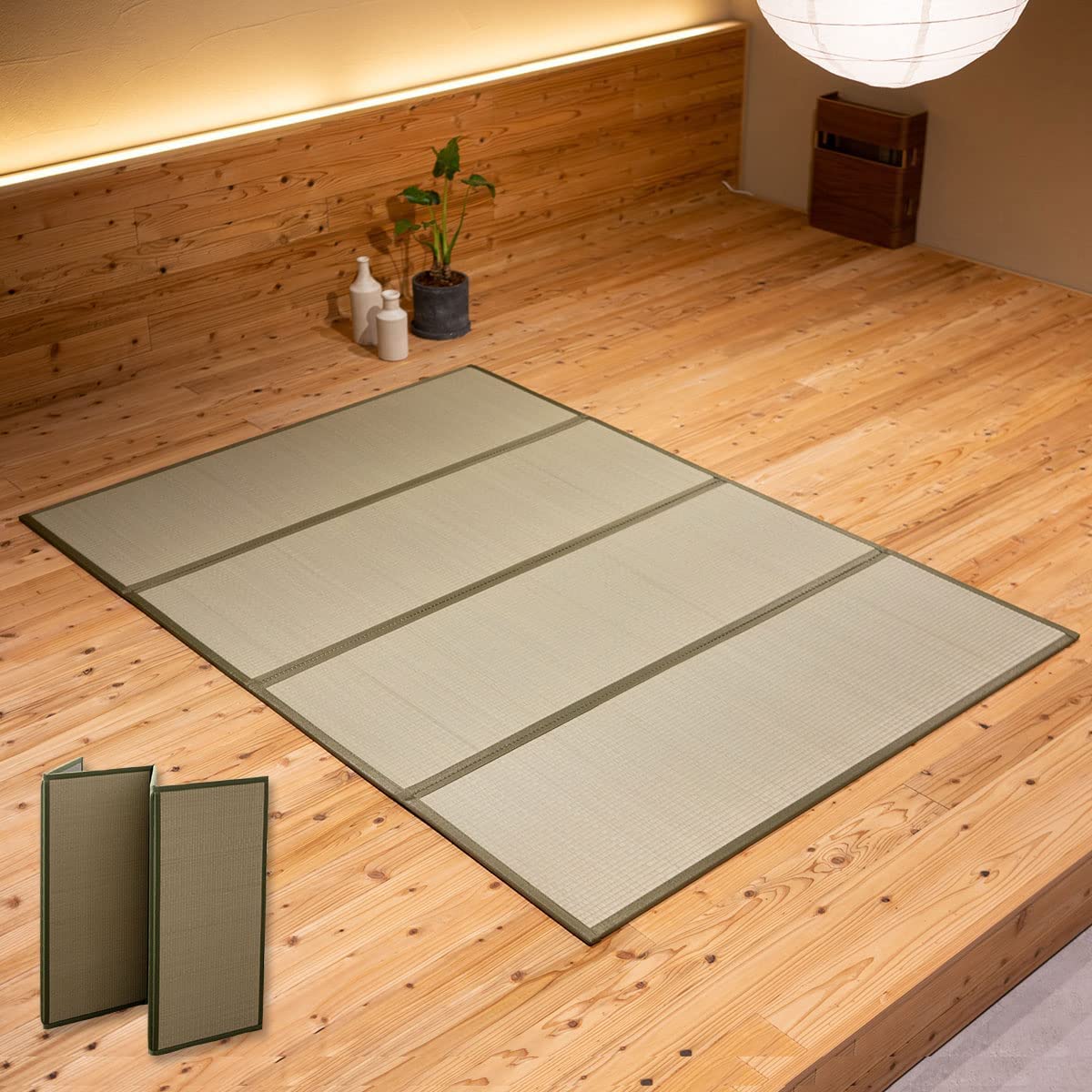 EMOOR Japanese Tatami Mat King Natural Rush Grass (Undyed), Foldable Igusa Mattress Floor Sleeping Japanese Futon Mattress Medit