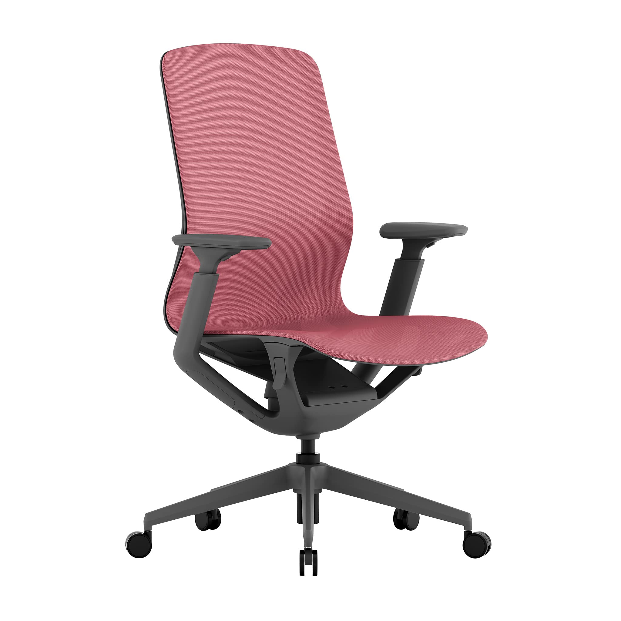 Laura Davidson Furniture Waverly Mesh Office Chair - Mid Back Mesh Chair, Adjustable Height & Arm Rest, Swivel, Seat Tilt - Red 