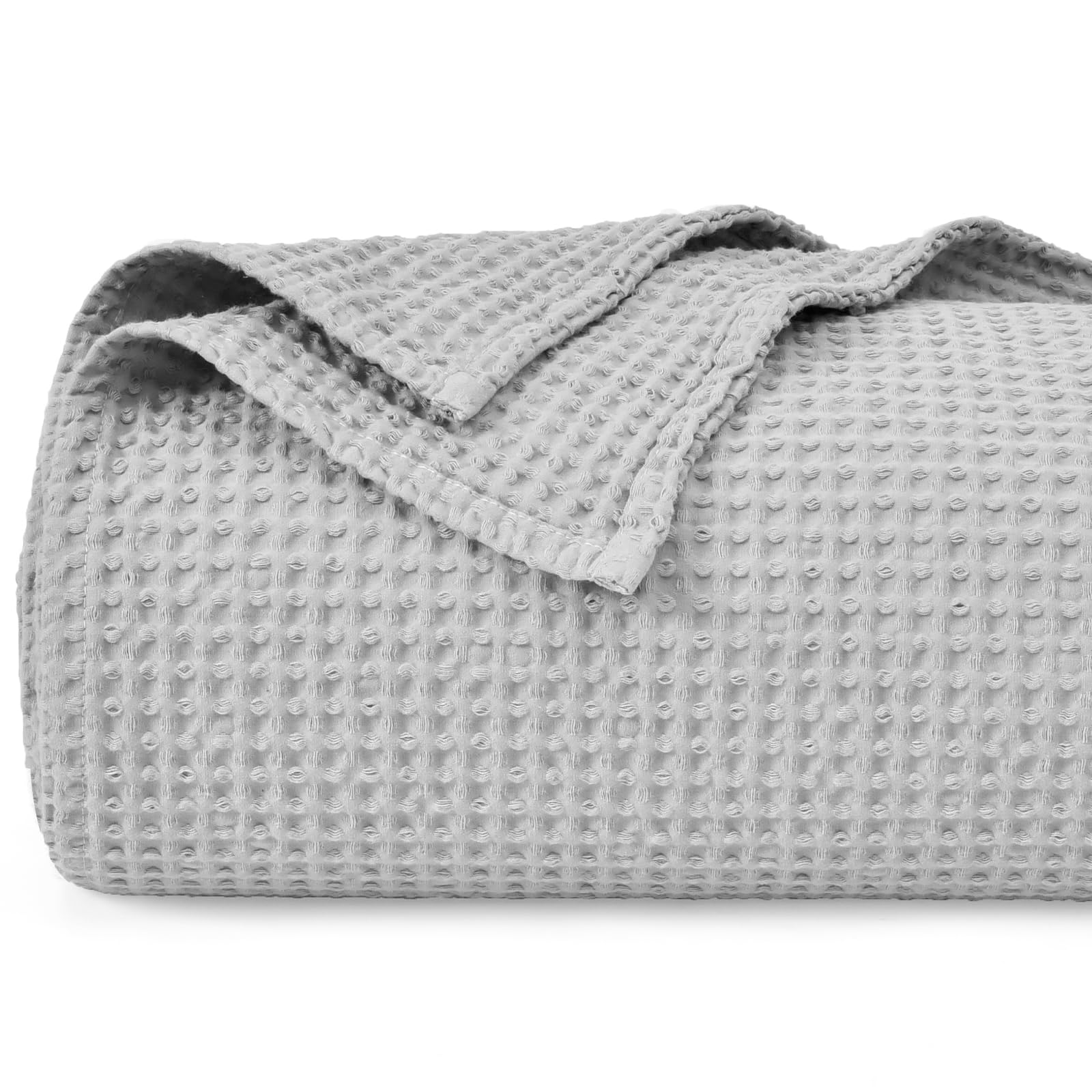 PHF 100% Cotton Waffle Weave Blanket Twin Size 66x90 -Lightweight Washed Soft Breathable Blanket Perfect for Summer-Great Blanke