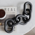PEAKOLY Wood Chain Link Decor - Modern Coffee Table Decor Items, Black Chain Decor for Coffee Table, Wooden Decorative Chain, Bo