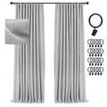 INOVADAY Blackout Curtains, 2-Panel Linen Textured 100% Thermal Insulated Room Darkening Sun Blocking Drapes for Bedroom, Nurser