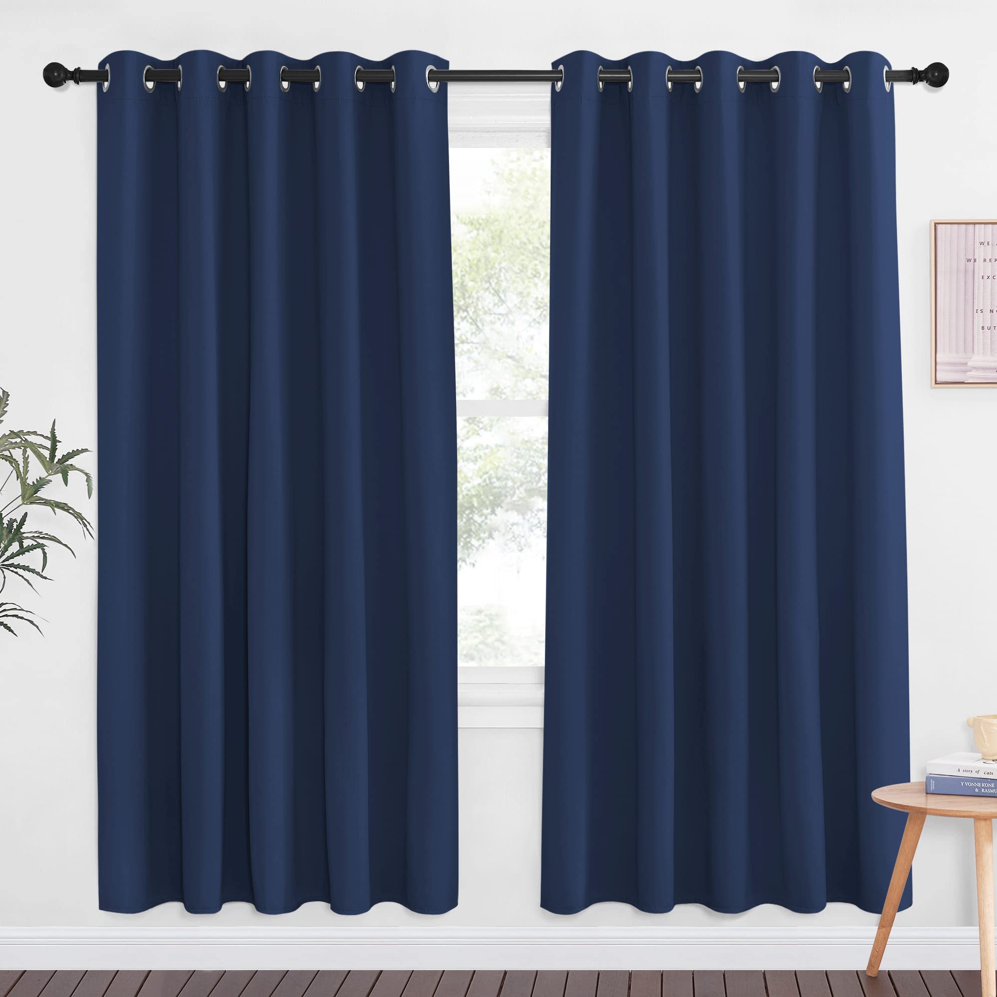 NICETOWN Blackout Curtain Panel 72 L - Window Treatment Energy Saving Thermal Insulated Solid Grommet Blackout Drapes for Living
