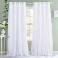 PONY DANCE White 95 inch Sheer Curtains - Double-Layered Blackout Curtains Set Sheer Overlay Solid Room Darkening Panels for Liv