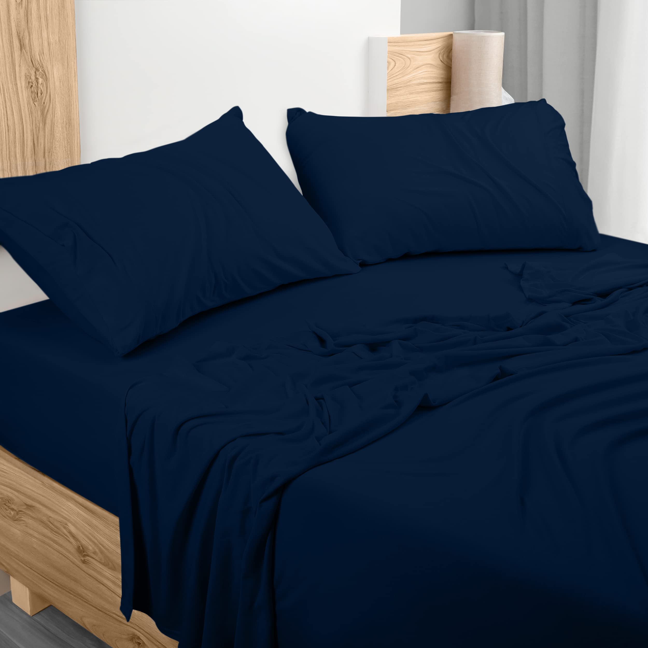 Utopia Bedding Queen Sheet Set - Jersey Knit Sheets 4 Piece Queen Jersey Sheet Set - Cotton Jersey Sheets - Soft T-Shirt Stretch