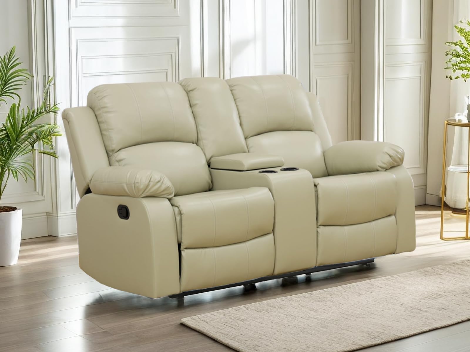 Caberryne Leather Loveseat Recliner Sofa
