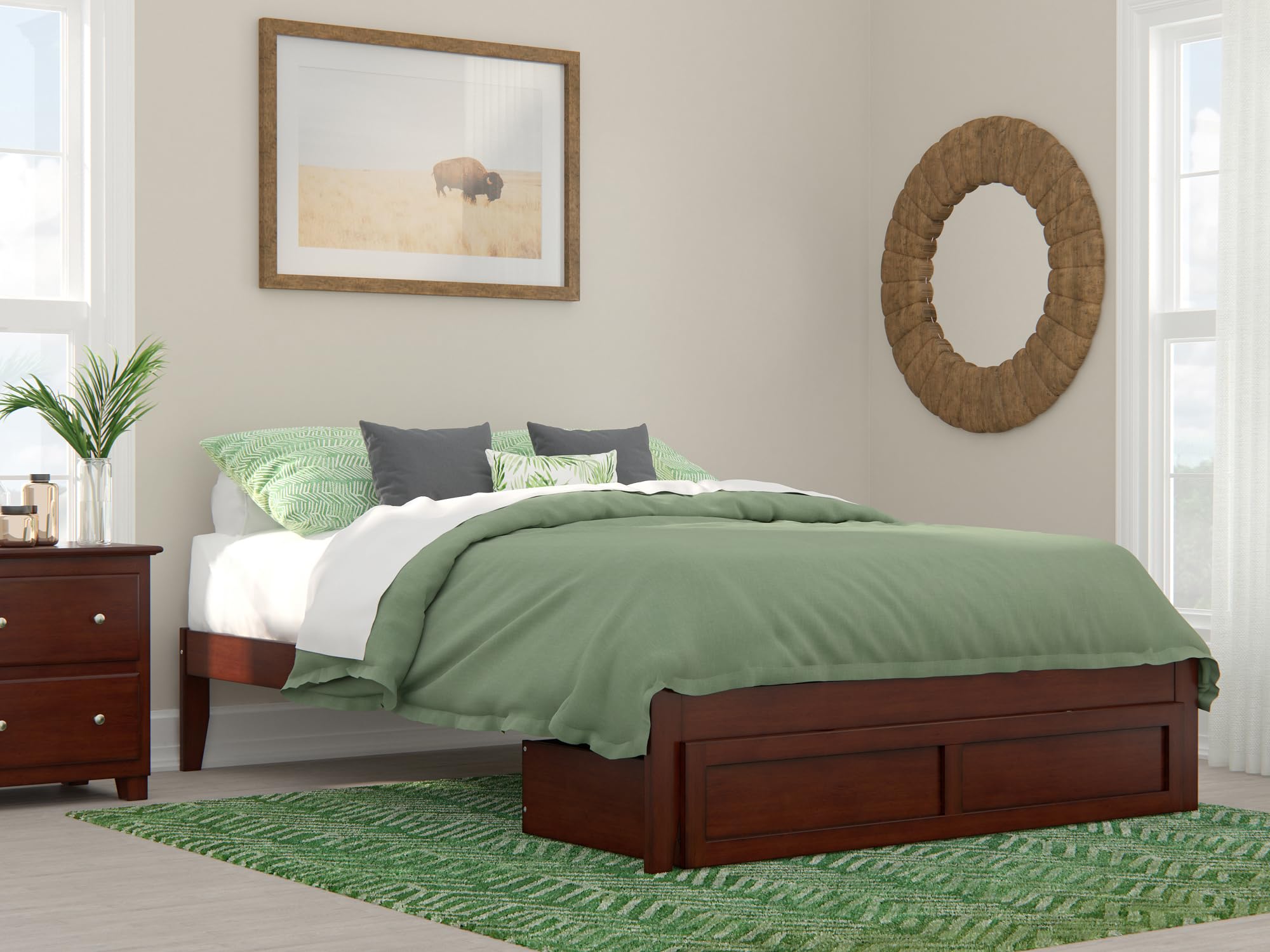 AFI, Colorado Queen Platform Bed with Storage Drawer, Walnut