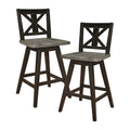 Solid Wood High Back Swivel Counter Height Bar Stools Set of 2, Kitchen Stools Counter Height, Foot Rest, X Back, Tall Wooden Ar