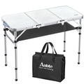 Anbte Folding Camping Table with Storage Net, 3ft Camping Table Aluminum Folding Table with 3 Adjustable Height Max 27.1 Inch, P