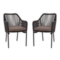 Flash Furniture Kallie Set of 2 Indoor/Outdoor Stacking Club Chairs with Arms - UV Resistant Woven Black Seat & Back - Gray Zipp
