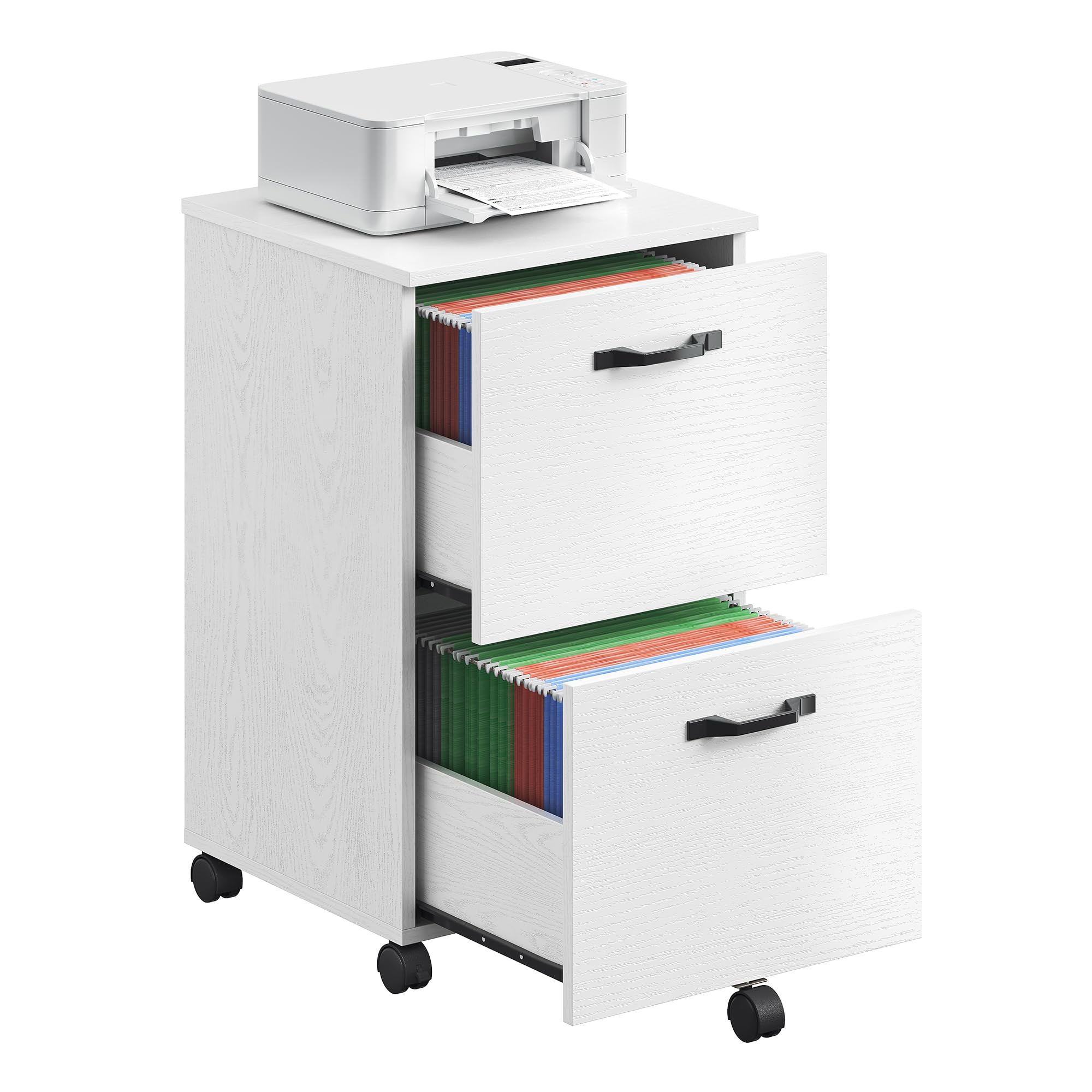 VASAGLE 2-Drawer File Cabinet, Filing Cabinet for Home Office, Small Rolling File Cabinet, Printer Stand, for A4, Letter-Size Fi