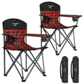 SUNNYFEEL Oversized Folding Camping Chair 2 Pack 800 LBS Heavy Duty for Big Tall People Red Padded Portable Collapsible Chairs w