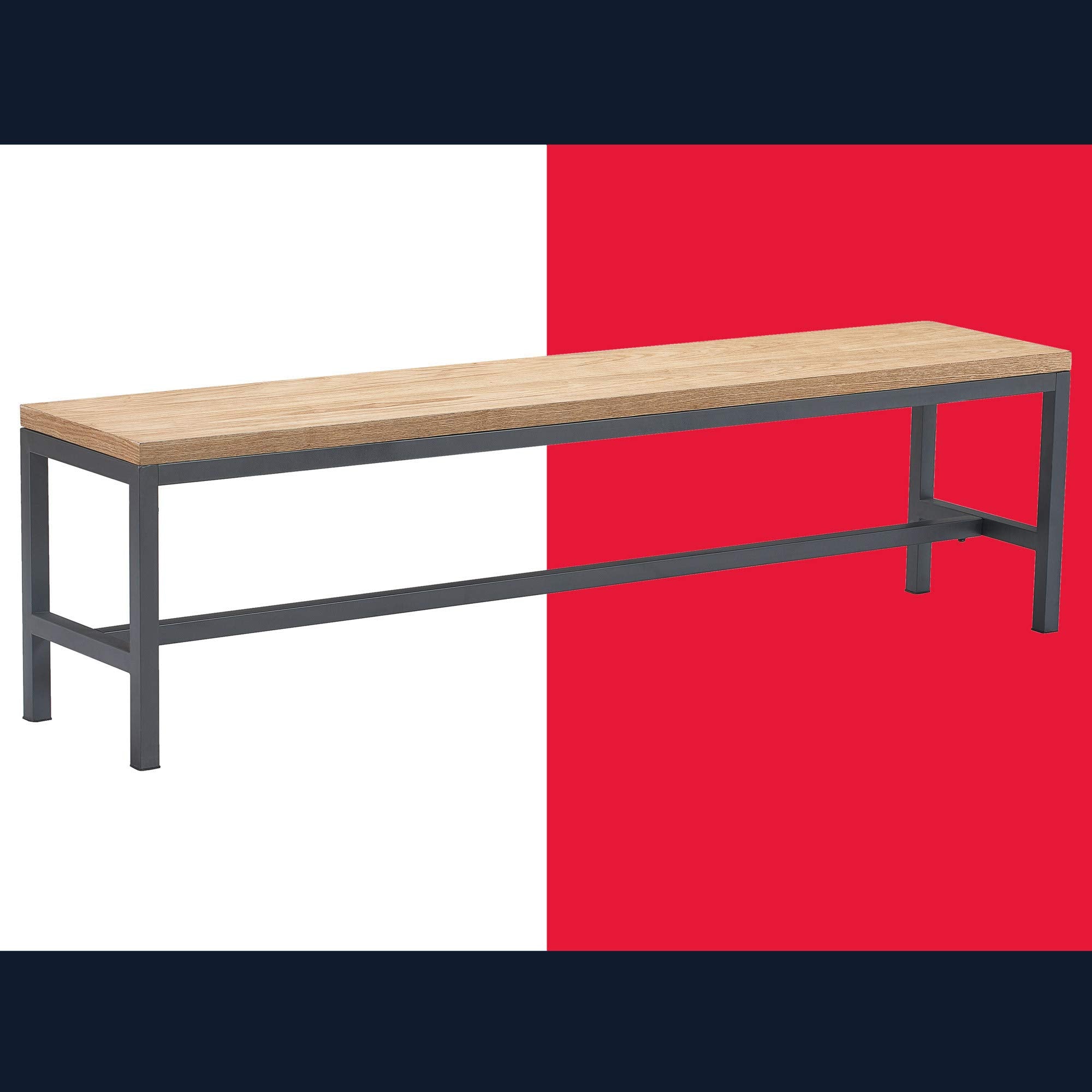Tommy Hilfiger Robson 66 Industrial Farmhouse Dining Bench, Living Room Entryway Table, Solid Wood Tabletop, Sturdy Metal Frame,