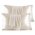 Bedsure King Size Satin Pillowcase Set of 4 - Beige Silky Pillow Cases for Hair and Skin 20x36 Inches, Pillow Covers with Envelo