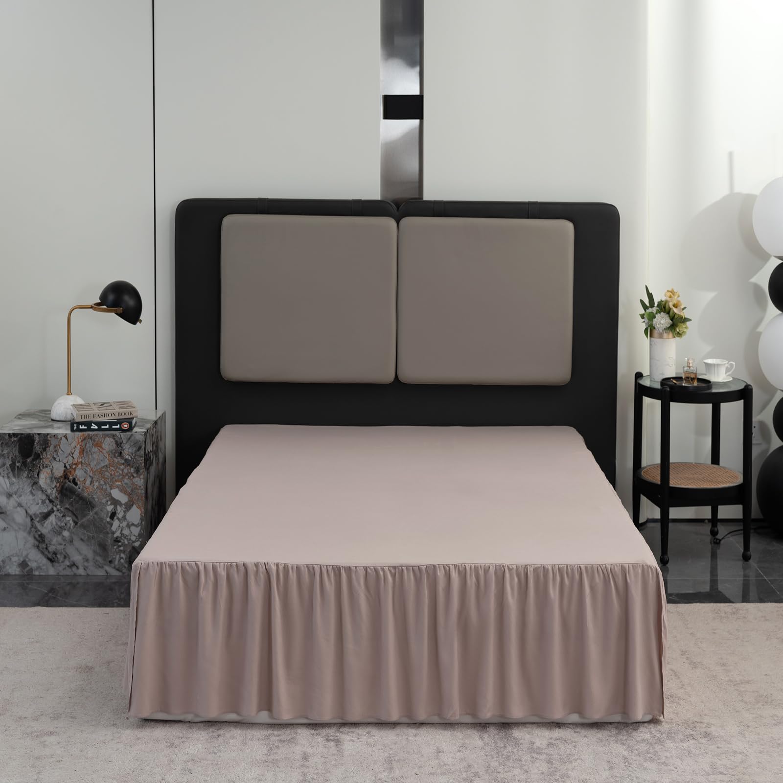 Taupe Bed Skirt King Size Ruffled Bed Skirt with Split Corners, King Bed Skirt 14 Inch Drop, King Size Bed Skirt Taupe for Ruffl