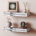 SHYFOY Mirrored Floating Shelves for Wall Decor Storage, Glitter Glass Wall Mounted Shelves for Bedroom, Living Room, Bathroom, 
