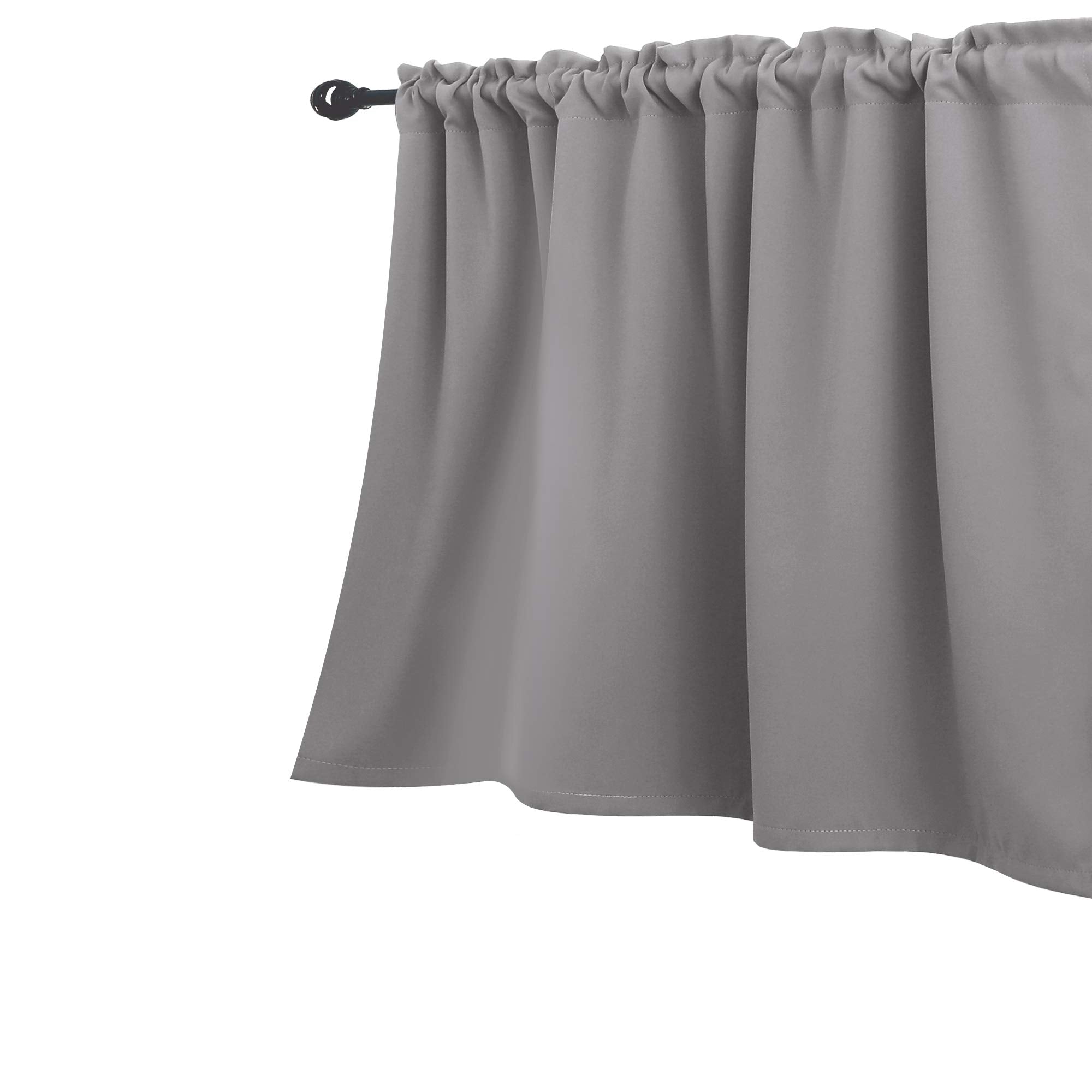 KOUFALL Light Gray Valances for Windows,Small Window Valances for Bathroom,Silver Grey,18 Inch Length