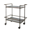 Benjara 35 Inch 2 Tier Bar Cart, Industrial Style, Caster Wheels, Bronze