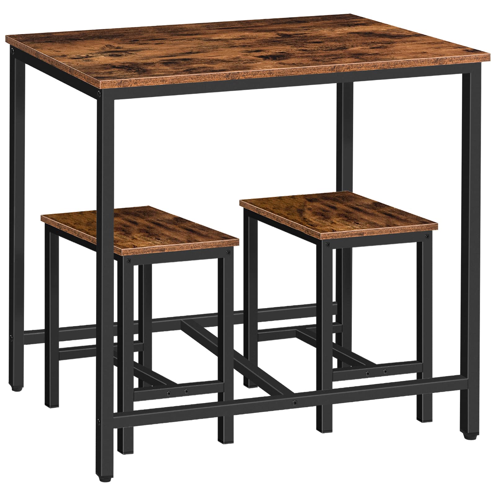 HOOBRO 3-Piece Industrial Dining Table Set, Kitchen Table, Space Saving Dinette for Kitchen, Dining Room, Small Space, Breakfast