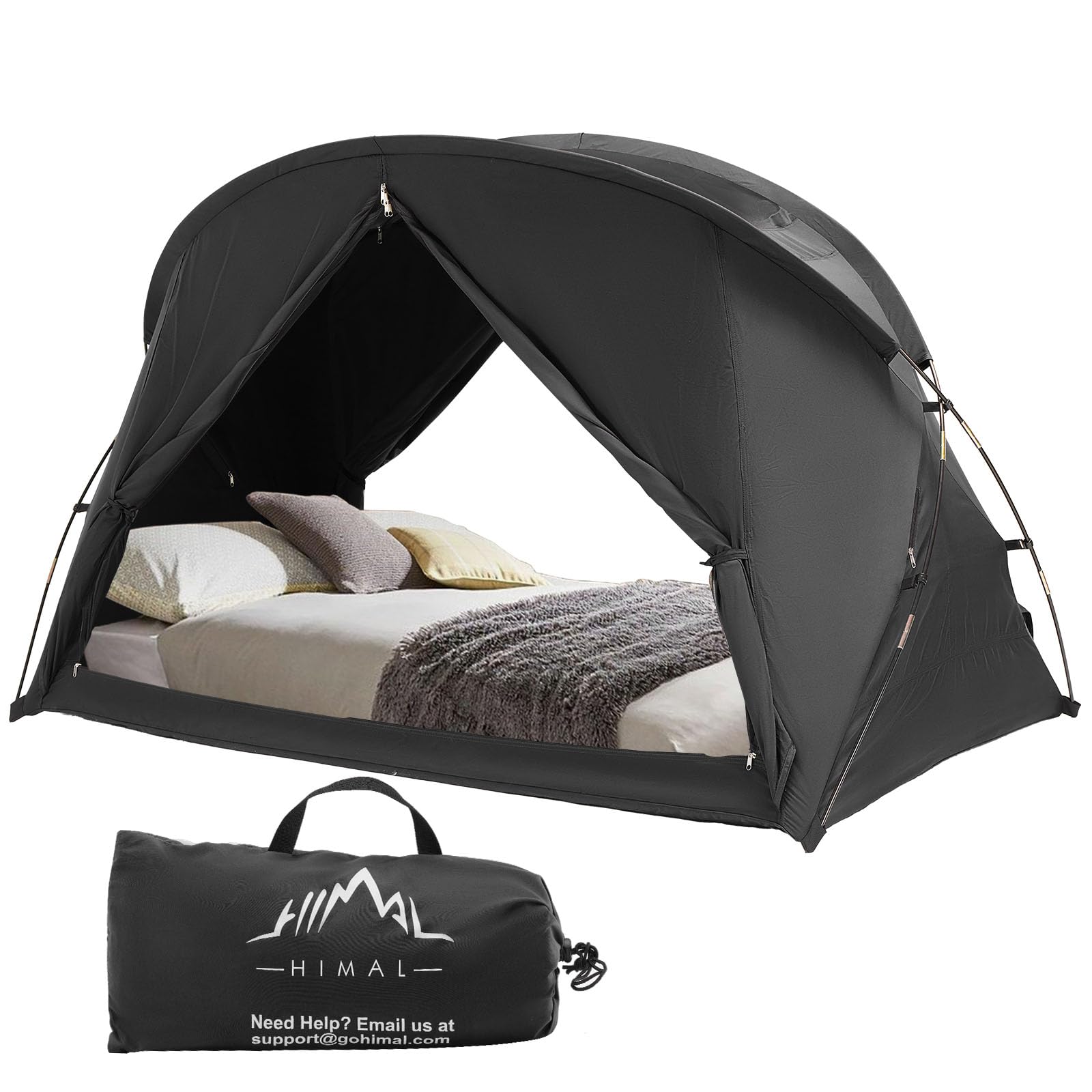 UNIHIMAL Bed Tent Canopy Twin, Blackout Portable Sleep Tent Easy Setup, Breathable Mesh, Privacy Curtains for Adults, Ideal for 