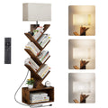 Evermagin 6 Tier Tree Bookshelf with Smart Light, Small Bookcase Tower with Remote Control, Tall Floor Standing Book Organizer f