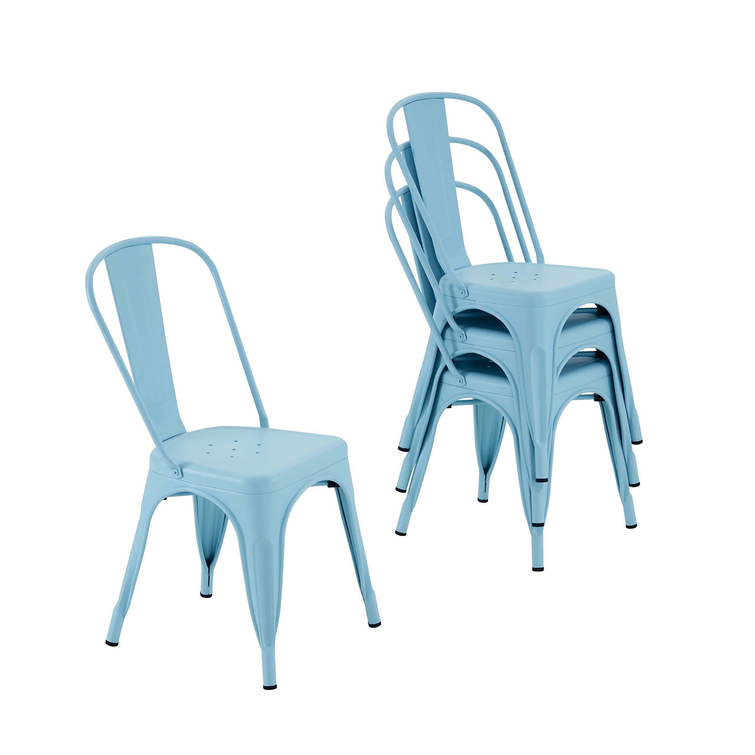 Nazhura Metal Dining Chair Farmhouse Tolix Style for Kitchen Dining Room Caf   Restaurant Bistro Patio, 18 Inch, Stackable, Wate