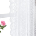 FINECITY White Lace Curtains 45 Inch Length - White Cafe Sheer Curtains for Kitchen Window, Privacy Kitchen Curtains Vintage Sty