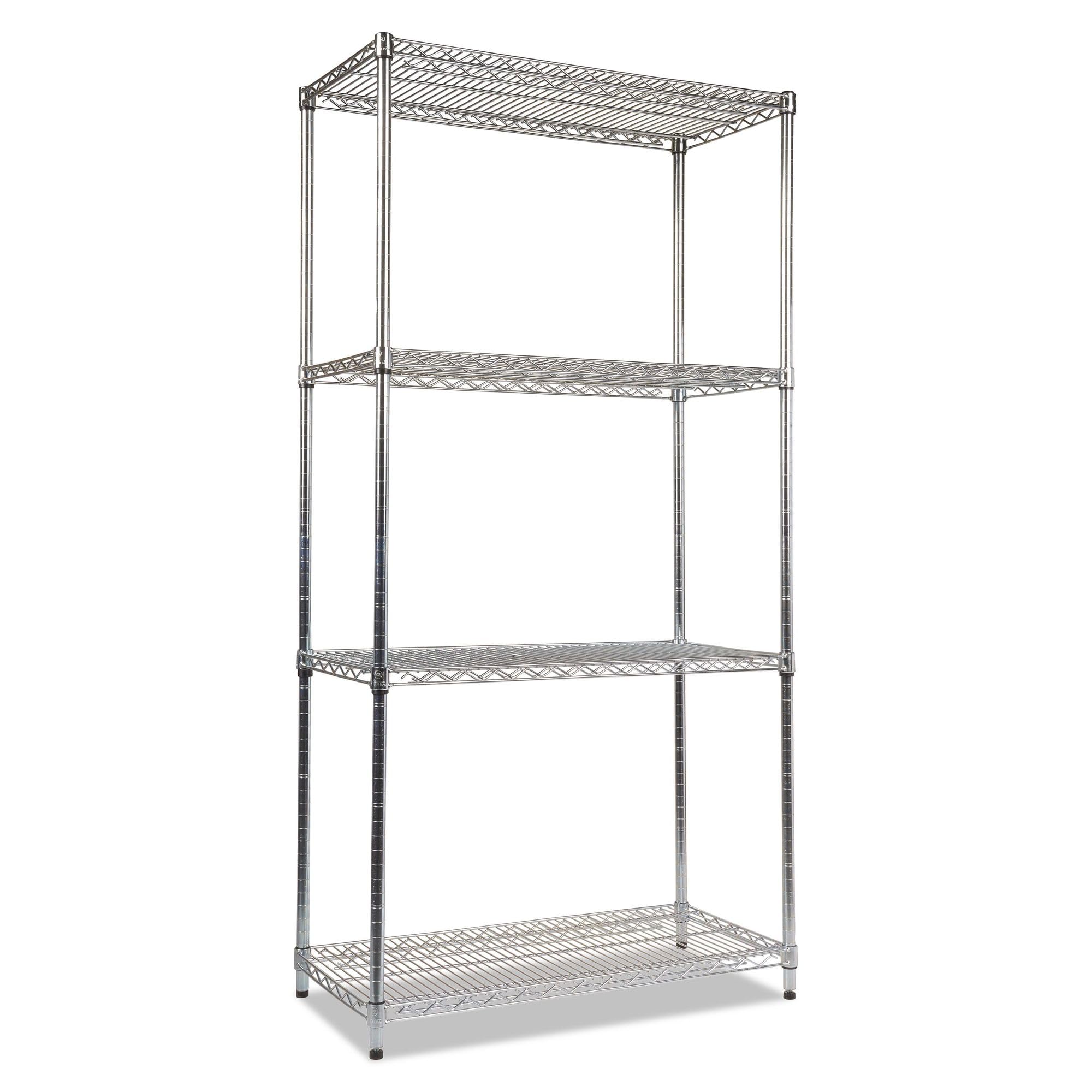 Alera ALESW503618SR NSF Certified Industrial 36 in. x 18 in. x 72 in. 4-Shelf Wire Shelving Kit - Silver