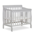 Dream On Me Aden 4-in-1 Convertible Mini Crib In Grey, Greenguard Gold Certified, Non-Toxic Finish, New Zealand Pinewood, With 3