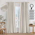 MIULEE 100% Blackout Curtains 96 inches Long, Linen Curtains for Bedroom Living Black Out Window Treatments Thermal Insulated Ro