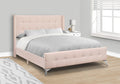 Monarch Specialties 6042Q Bed, Queen Size, Bedroom, Upholstered, Pink Velvet Platform, 88 L x 66 W x 49.5 H