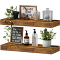 QEEIG Floating Shelves for Wall Bathroom Shelf Bedroom Kitchen Farmhouse Small Book Shelf 16 inch Set of 2, Rustic Brown (015-BN