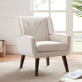 HUIMO Accent Chair, Upholstered Button Tufted Armchair, Linen Fabric Sofa Chairs for Bedroom, Living Room, Mid-Century Modern Co