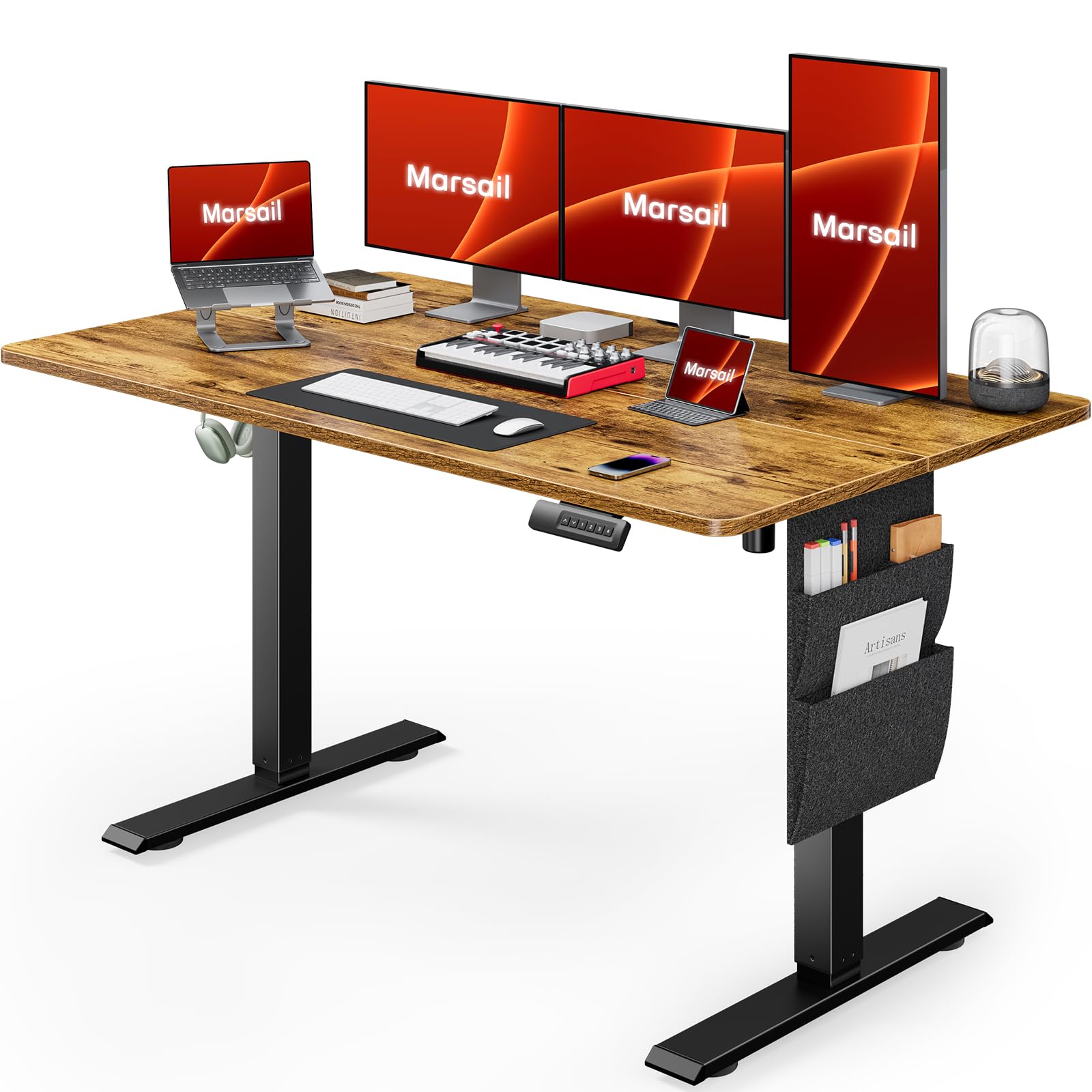 Marsail Standing Office Desk,Adjustable Heights,Stand Up Desk,55x28 Inches Desktop Sit Stand Home Office Gaming Computer Desk wi