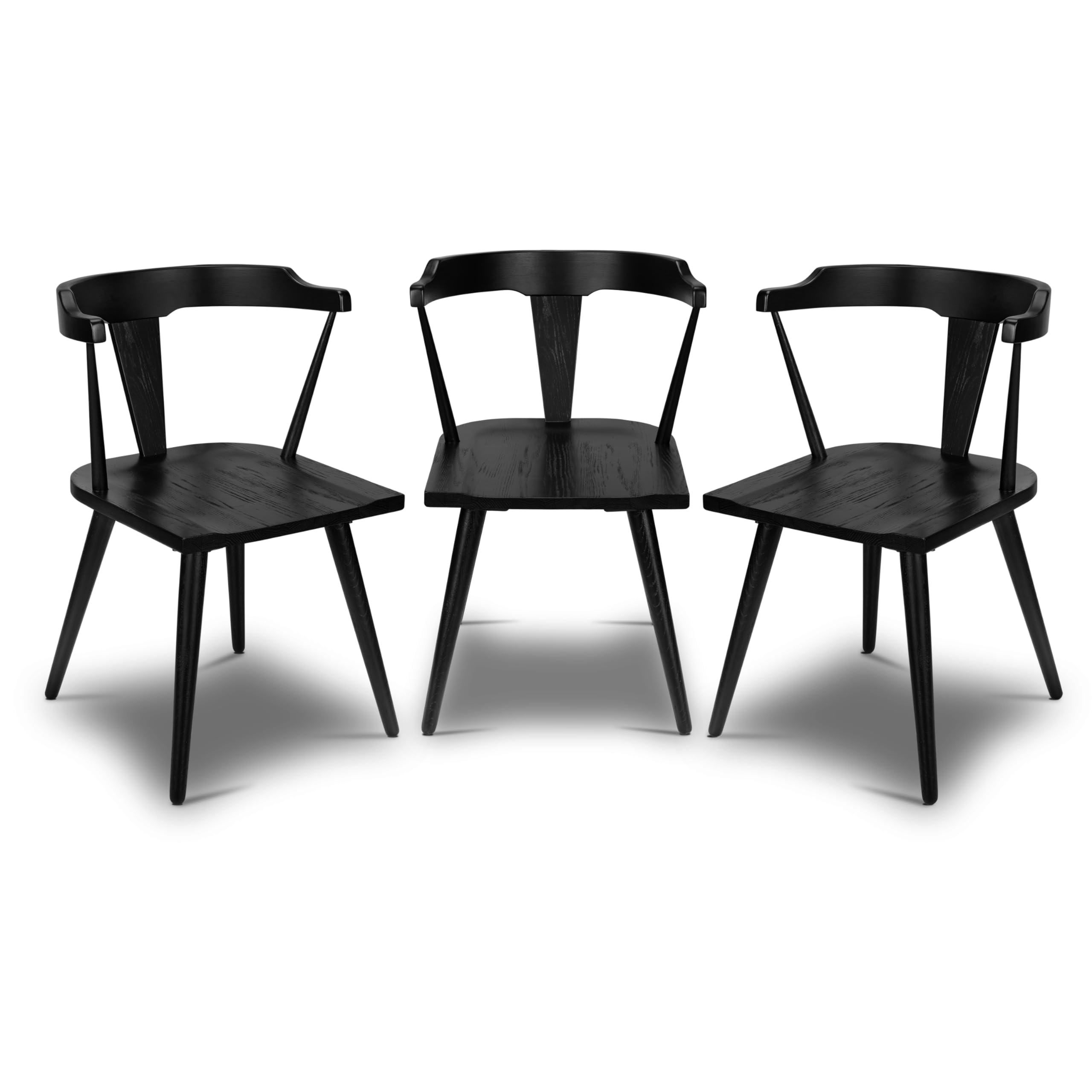 POLY & BARK Enzo Dining Chairs, Set of 3, Black