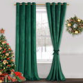 JIUZHEN Green Velvet Curtains 96 inches - Super Soft Retro Blackout Velvet Drapes Room Darkening Window Drapes for Living Room/P