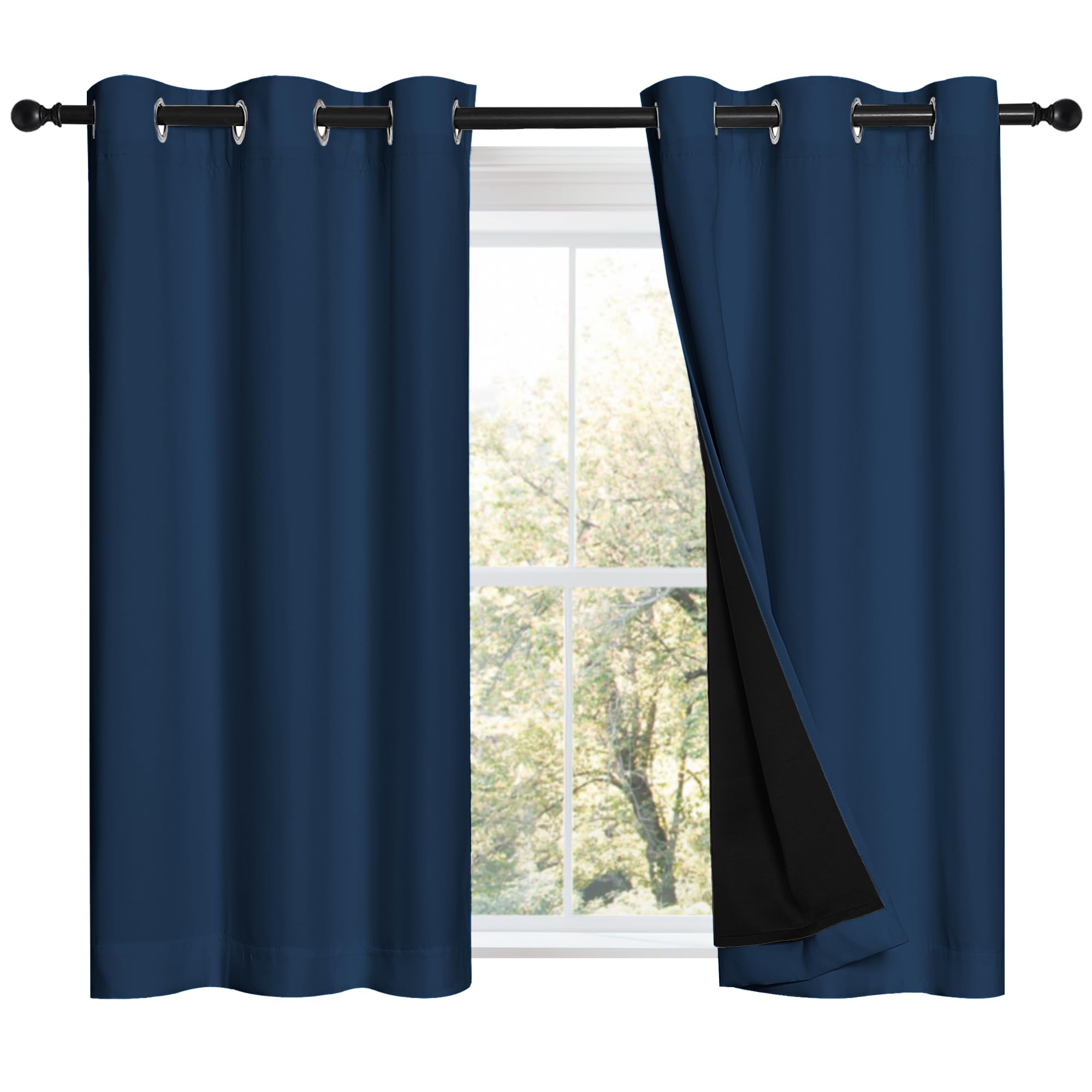 NICETOWN Moroccan Blue Full Shade Curtain Panels, Pair of Energy Smart & Noise Blocking Out Blackout Drapes for Dining Room Wind