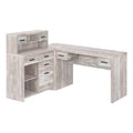 Monarch Specialties Computer Desk L-Shaped - Left or Right Set- Up - Corner Desk with Hutch 60L (Taupe Reclaimed Wood)