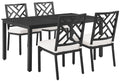 Crosley Furniture Locke 5-Piece Outdoor Dining Set for 4, Patio Table and Chairs for Backyard, Deck, Matte Black with Creme Cush