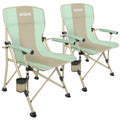 XGEAR 2pcs Camping Chair with Padded Hard Armrest, Sturdy Folding Camp Chair with Cup Holder, Lawn Chair Back W Mesh Storage Bag