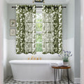 XTMYI Olive Green Kitchen Decor,Sheer Leaf Bathroom Curtains for Window,48 Inch Length,Dark Green