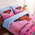 Gusuhome 7 Piece Black Girls Magic Comforter Sets Full Size African American Girl Bedding Set Bed in A Bag for Girls Kids Teens 