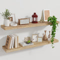 Wood Floating Shelves for Wall Set of 2, 36 Inch Wide Rustic Wooden Floating Shelves, Invisible Wall Mounted Display for Living 