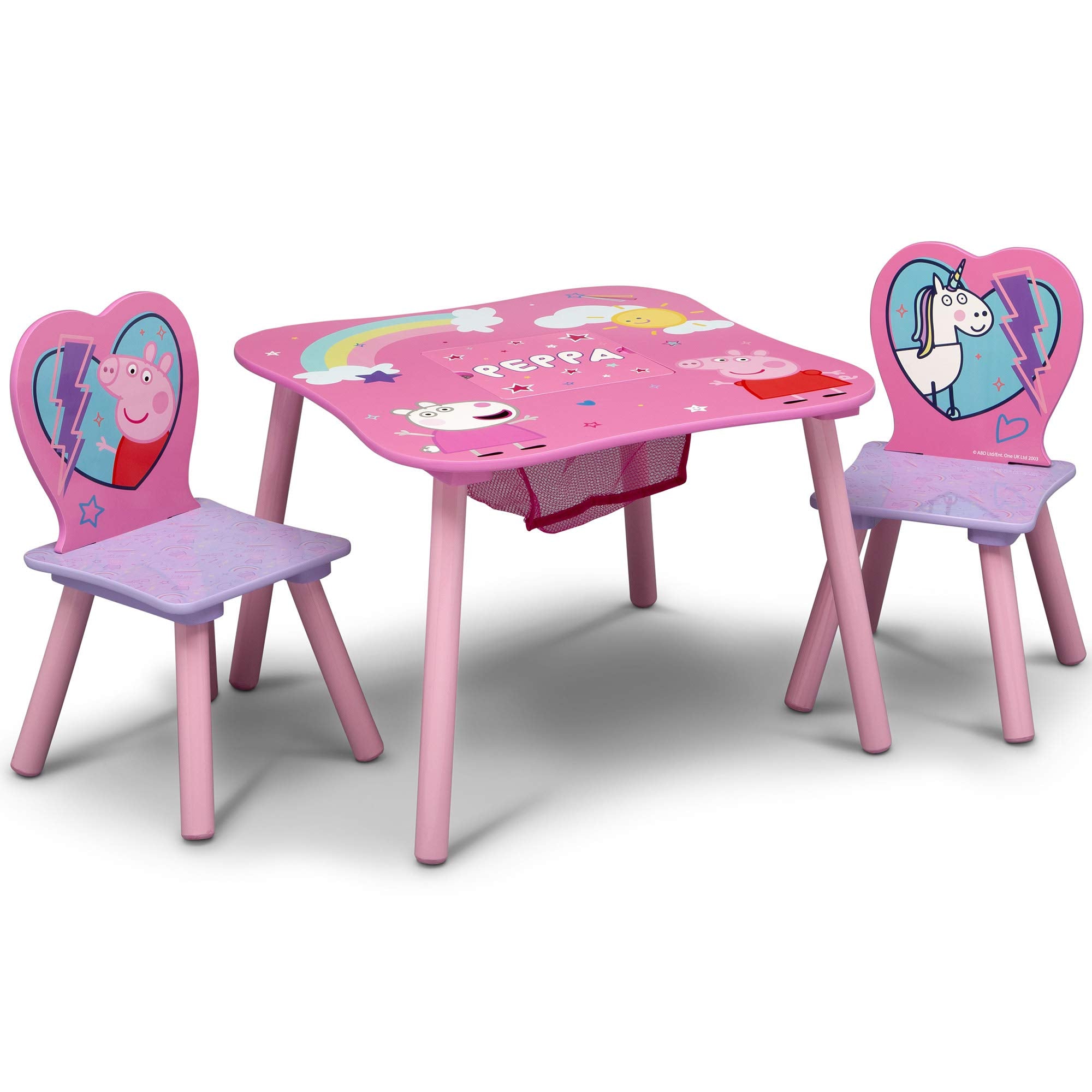 Delta Children Kids Table and Chair Set with Storage (2 Chairs Included) - Ideal for Arts & Crafts, Snack Time, Homeschooling, H