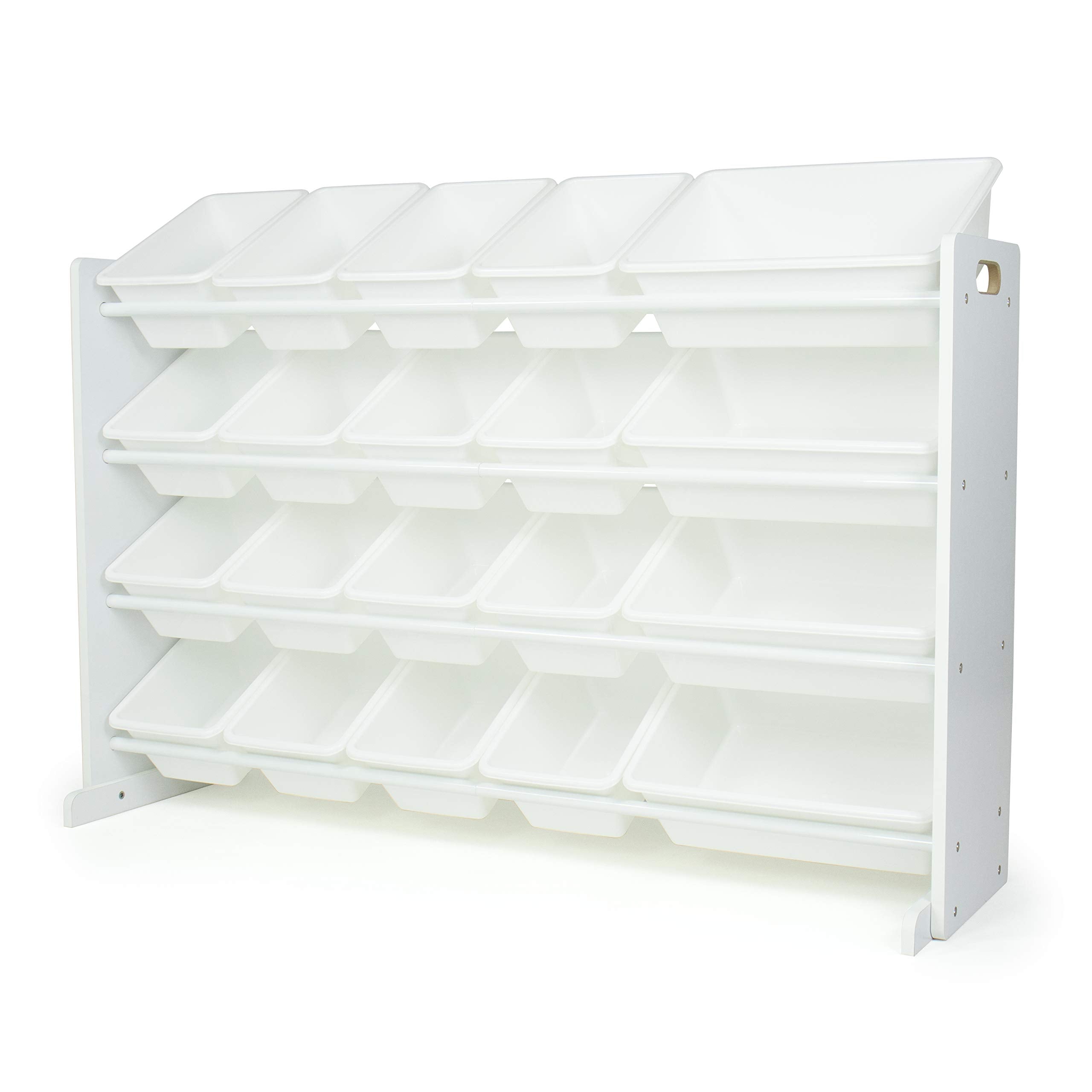 Humble Crew Extra-Large Toy Organizer with 20 Plastic Bins - White/White Storage Rack with 4-Tier Shelves, Anti-Tip Safety, for 