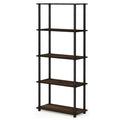 Furinno Besi 5-Tier Industrial Multipurpose Shelf Display Rack with Metal Frame, Wide, Finn Oak