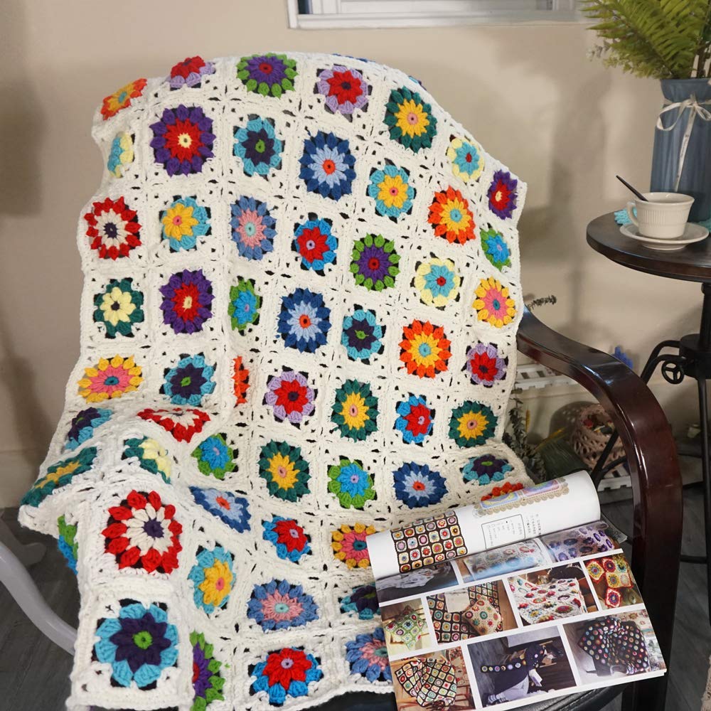 Handmade crochet Throw Blanket Sweater Style Year Round Gift Indoor Outdoor Travel Accent Throw for Sofa Comforter Couch Bed Rec