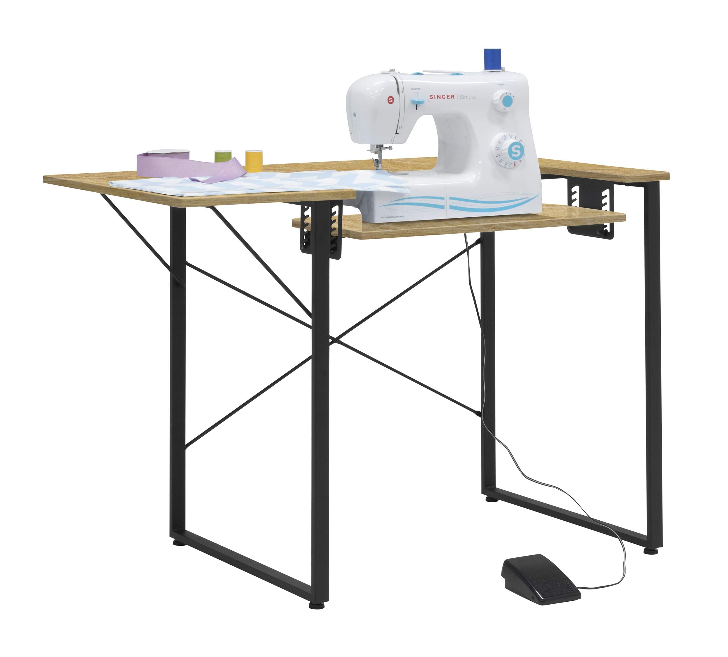 Sew Ready Dart Wood/Metal Multipurpose Machine Table Workstation Desk with Folding Top for Crafts, Sewing, Computers, Laptops, G