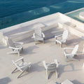 LUE BONA HDPS Adirondack Chairs Set of 6, White Adirondack Chairs with Cup Holder, 350lbs Modern Adirondack Chair Weather Resist