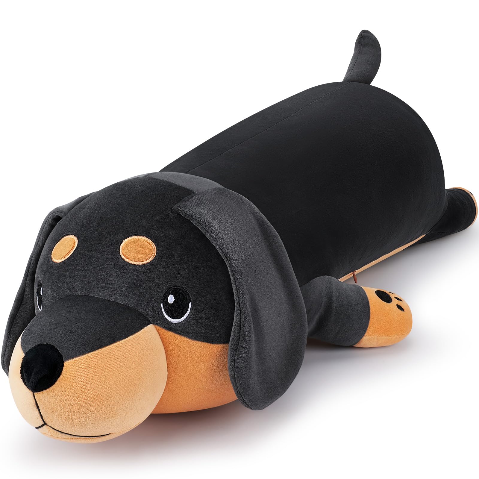 30 Giant Black Dachshund Dog Plush Stuffed Animal- Black Weiner Dog Plush Pillow Plushies, Large Dachshund Plush Toy, Cute Hug